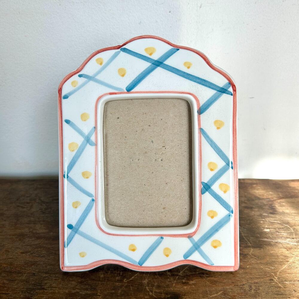 Vintage Handpainted Ceramic 2.5x4 Picture Frame | Cottagecore Granny Chic Decor